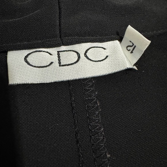 CDC Black Long Sleeve V Neck Tunic Stretch Top Embellished Floral Beaded Size 12 - Picture 10 of 12